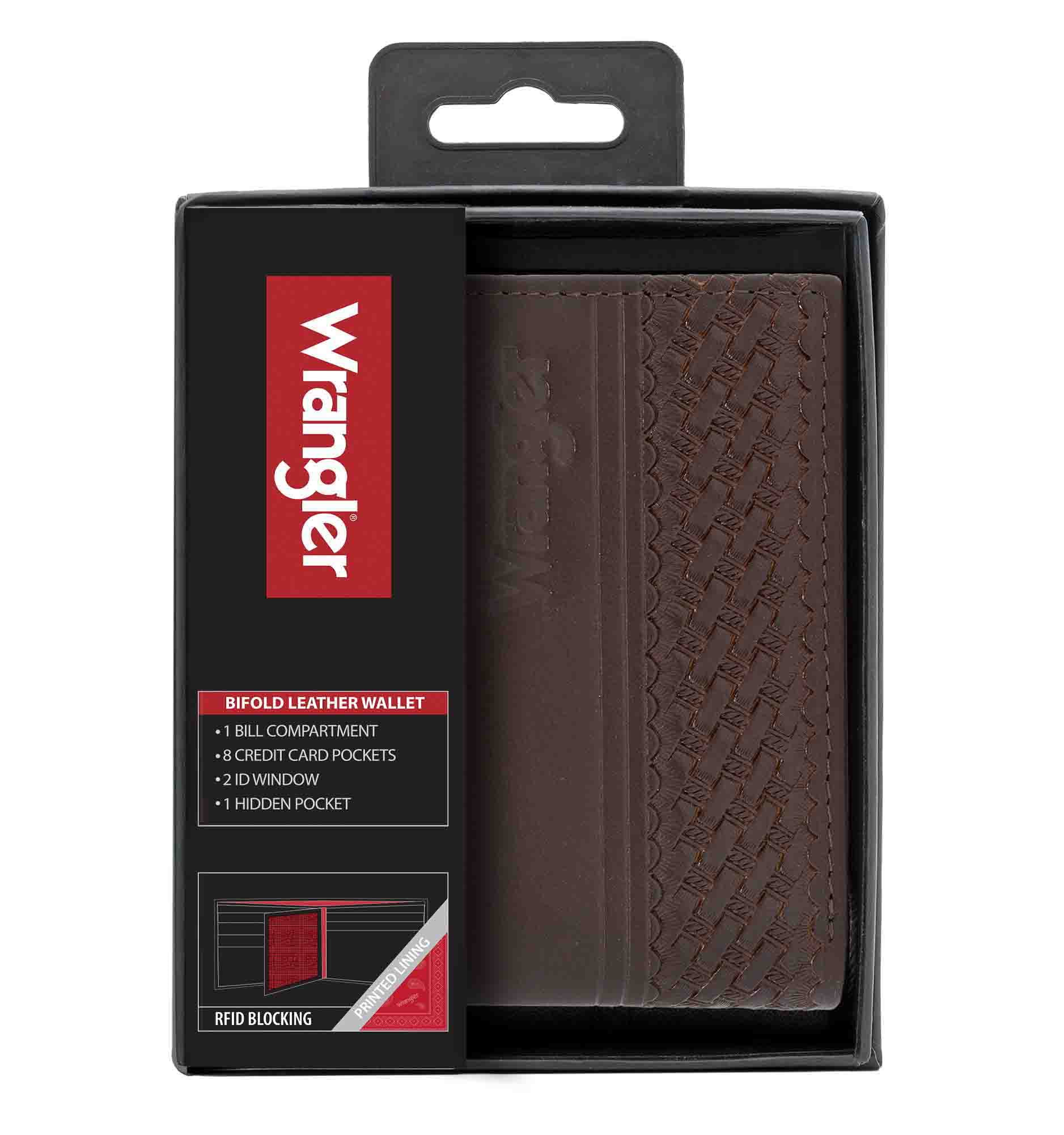 Men's Wrangler Bifold Basket Weave Wallet with Wing