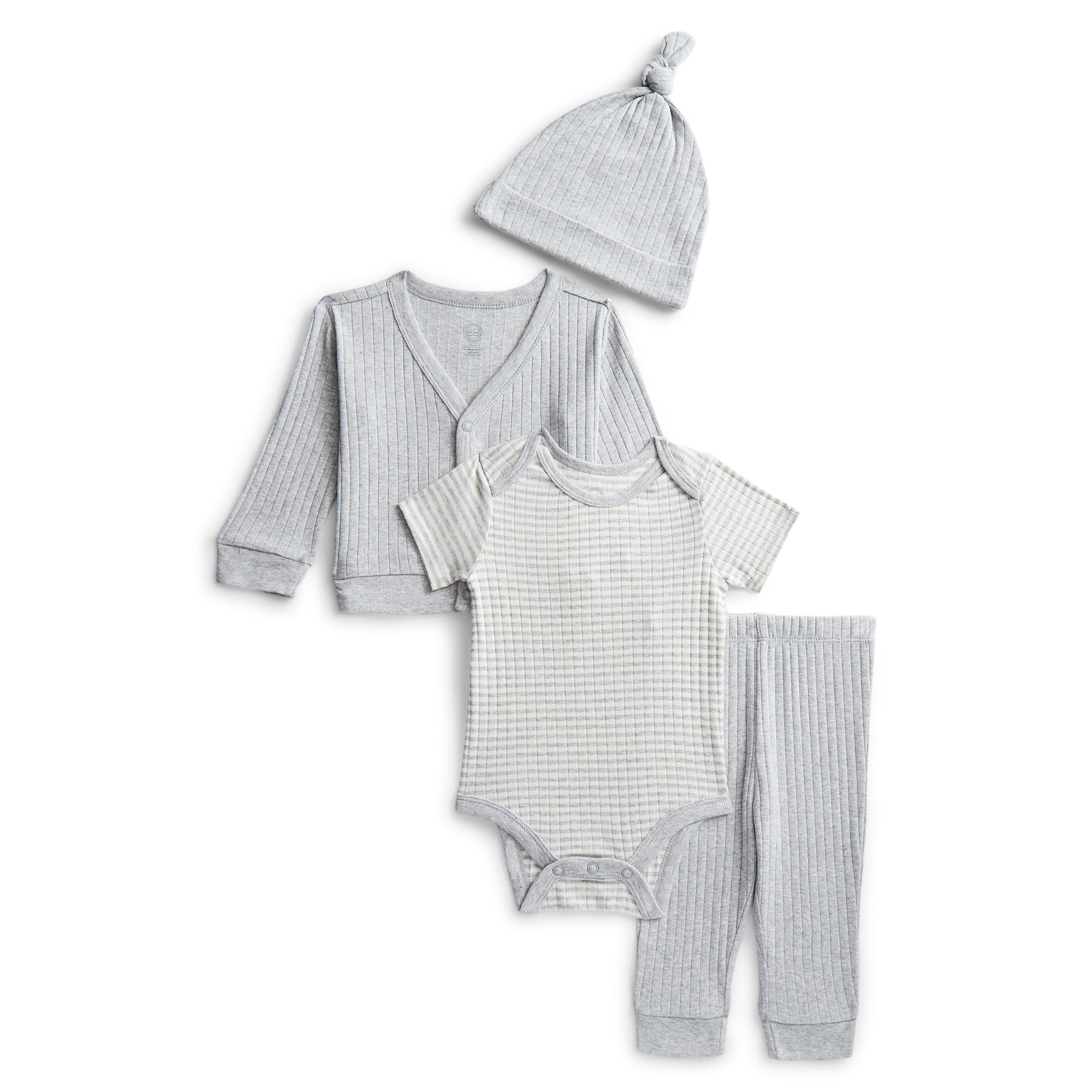 Wonder Nation Organic Cotton Baby Gender Neutral Take Me Home Layette Gift Set, 4-Piece, Sizes Newborn-9 Months