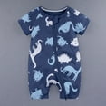 thumbnail image 2 of Luxalzxs Infant Toddler Baby Boys Girls Cotton Cute Cartoon Animal Pattern Short Sleeve Double Zipper Pajamas Bodysuit Romper Jumpsuit Summer Outfits 3 Months-3 Years, 2 of 5