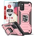 thumbnail image 1 of Wekity Compatible with Samsung Galaxy A02S Case, Galaxy A02S Case with Tempered Glass Screen Protector [2Pcs], Shockproof [Military-Grade] Phone Cover Case with Ring Kickstand for Samsung A02S, Red, 1 of 5