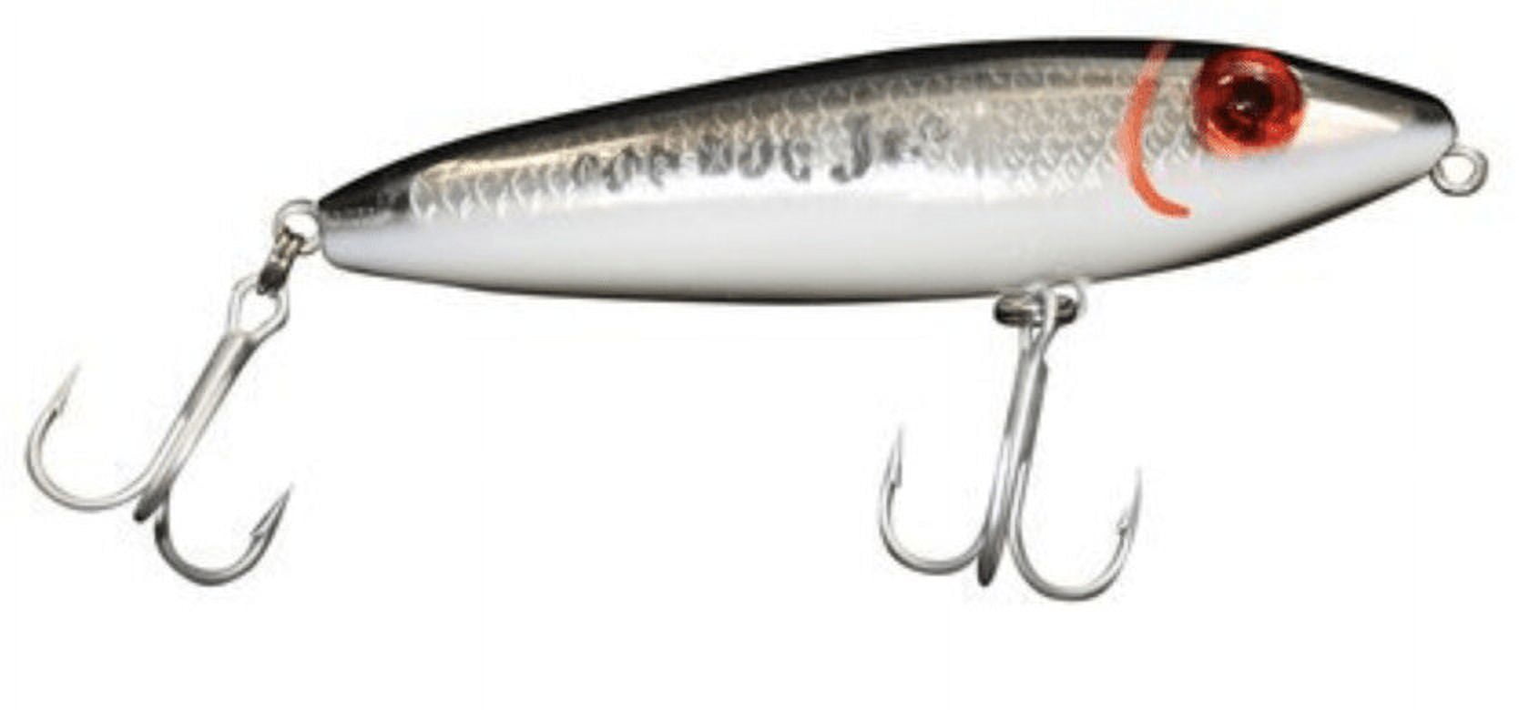 MirrOlure Top Dog Jr. Fishing Lure, Green, White & Silver