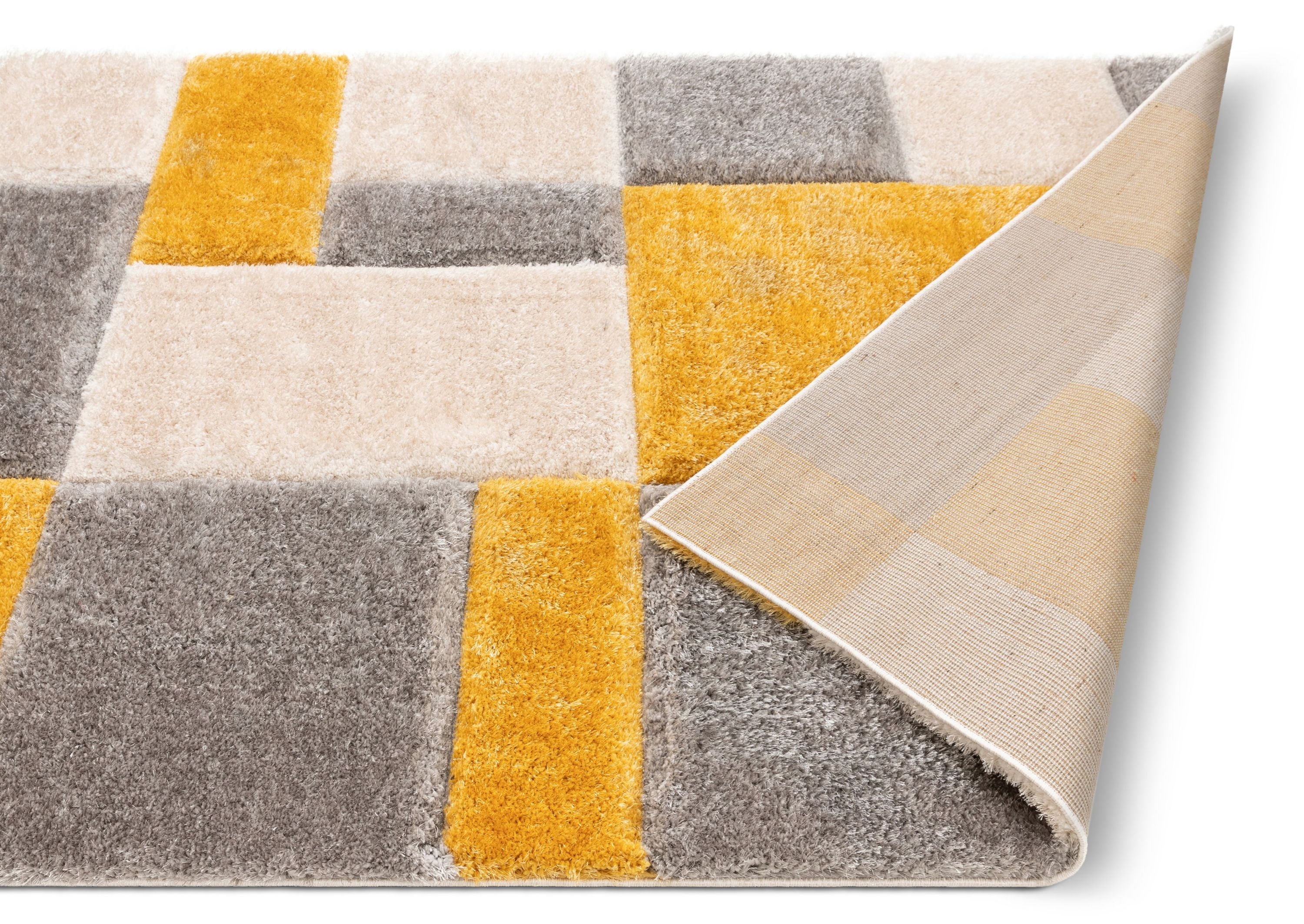 Well Woven San Francisco Escondido Yellow Modern Geometric Squares 2'7" x 9'10" Runner Area Rug