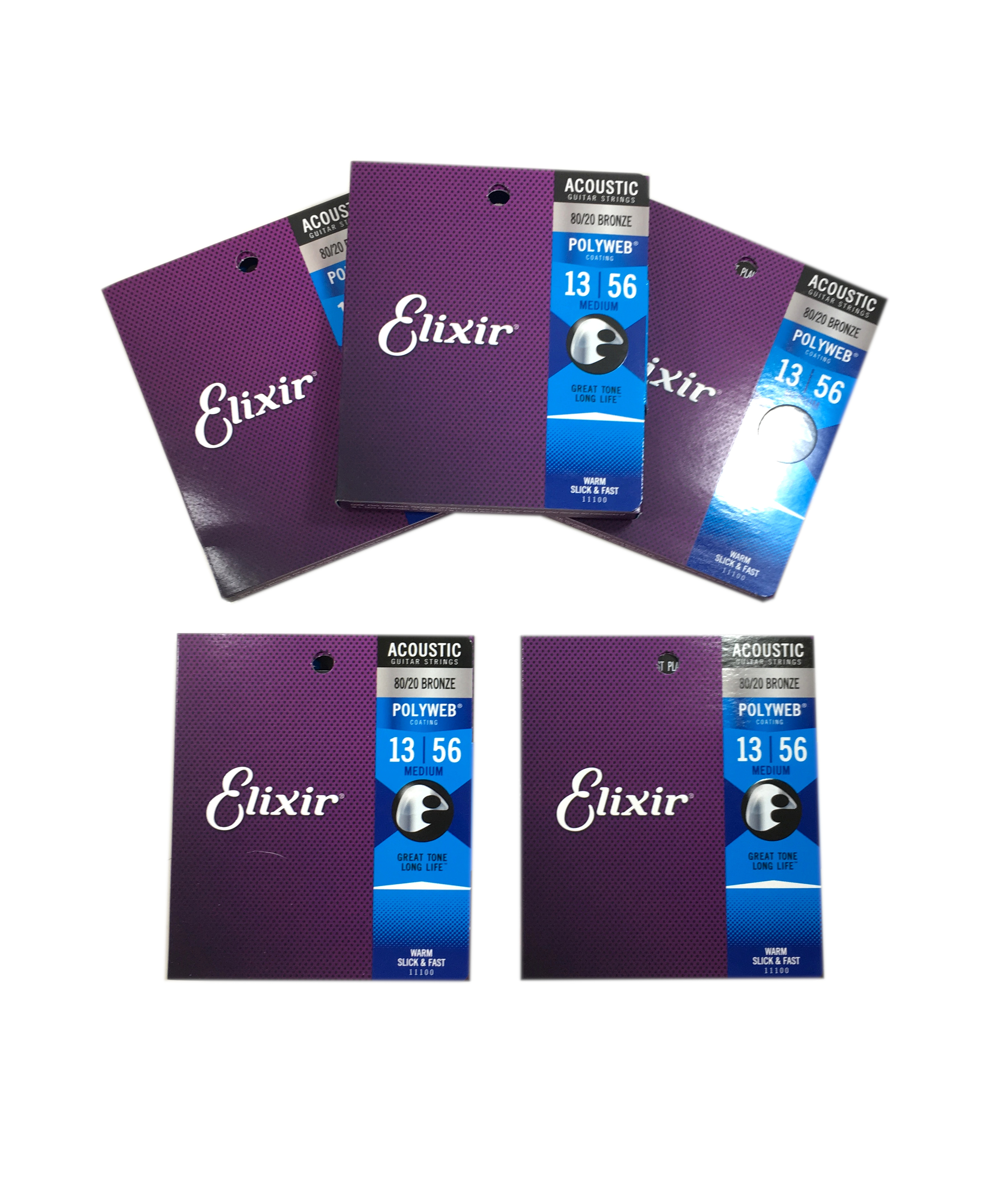 Elixir Guitar Strings 5Pack Acoustic Medium Polyweb 1356 Walmart