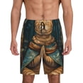 thumbnail image 1 of Balery Surreal Meditating Cat Pantalones cortos de pijama de punto de algodón para hombre con cinturilla y bolsillos-4X-Large, 1 of 6