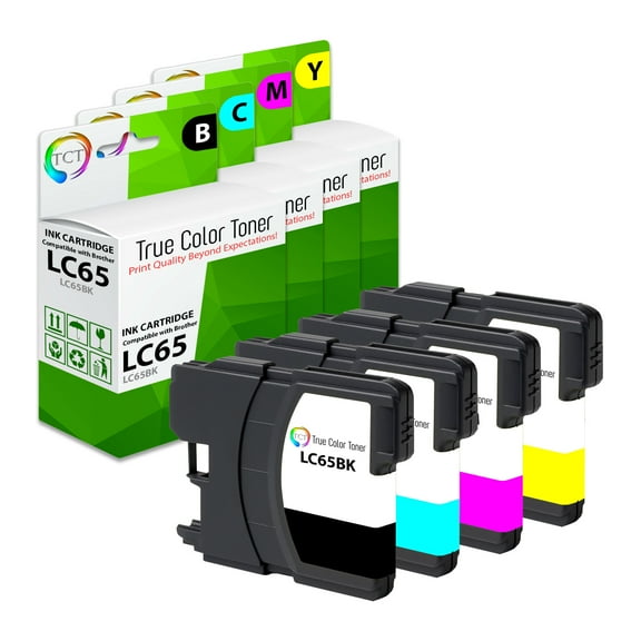 TCT LC65 Ink Cartridge 4 Pack - Premium Compatible Replacement for LC65BK LC65C LC65M LC65Y