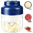 thumbnail image 1 of Electric Mini Garlic Chopper, Small Garlic Chopper Mincer Rechargeable, Portable Small Food Processor, 320ml Electric Food Chopper Tool for Mashing Onion Garlic Chili Ginger Fruits(Blue), 1 of 5