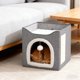 thumbnail image 4 of 1Pcs Large Capacity Semi-Closed Cat Litter Box with Removable Scratching Board 15.35x15.35x14.96" Winter Warm Pet Cottage in Grey Blue 3-in-1 Versatile Design with Roomy Interior Space JASKFLY, 4 of 9