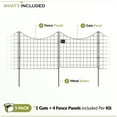 thumbnail image 5 of 25in H (4 Fence Panels + 1 Gate) No Dig Easy Install Zippity Black Metal Fence, Decorative Fence for Garden Fencing For Dogs, Temporary Fence, Garden Fence Animal Barrier, WF29013, 5 of 8