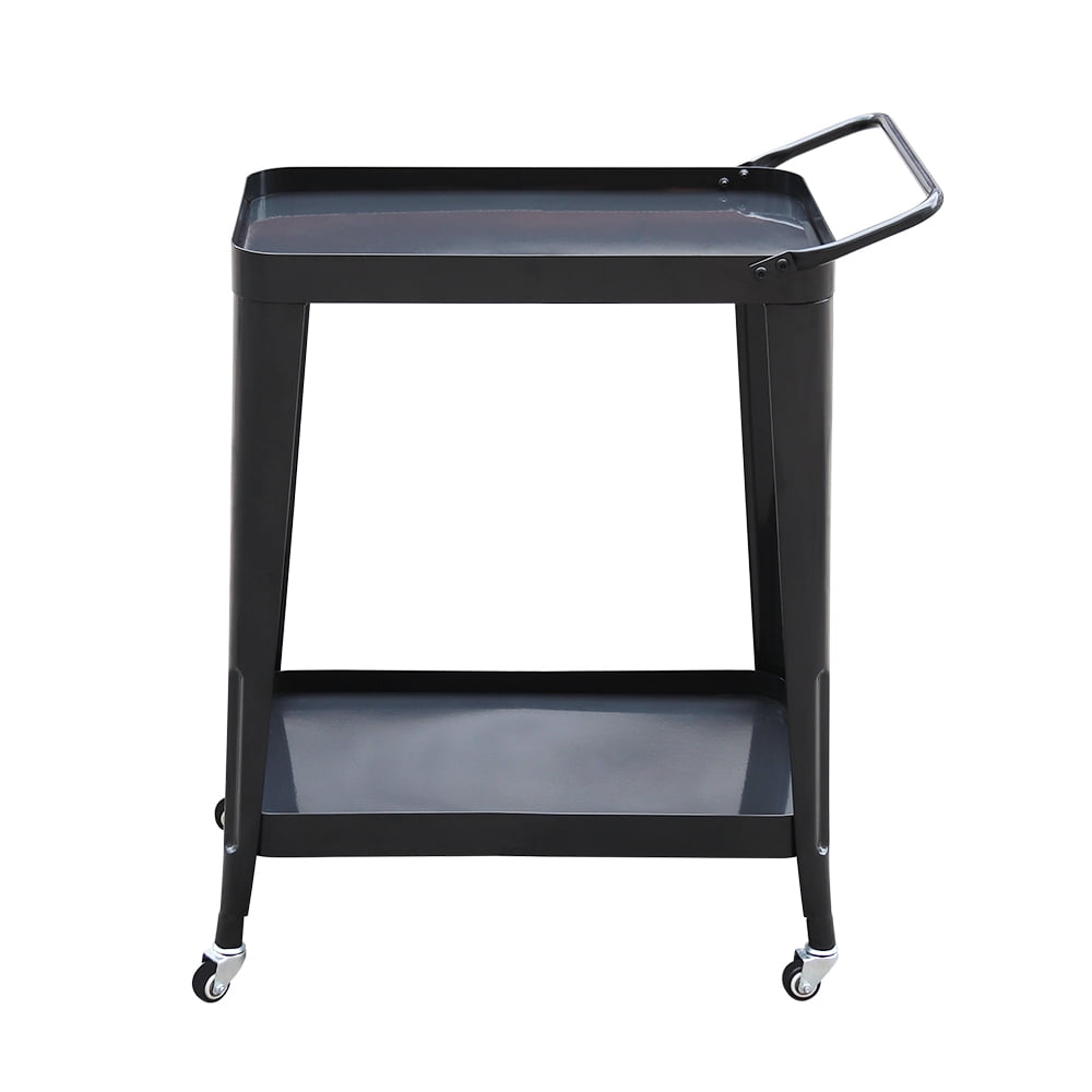 Abble Metal Frame Bar Cart, Powder Coated finish, Black