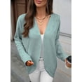 thumbnail image 6 of Women Short Sleeve Summer Cardigan Button Down Open Front V Neck Crochet Knit Crochet Textured Shrugs Top Dark Green XL, 6 of 8