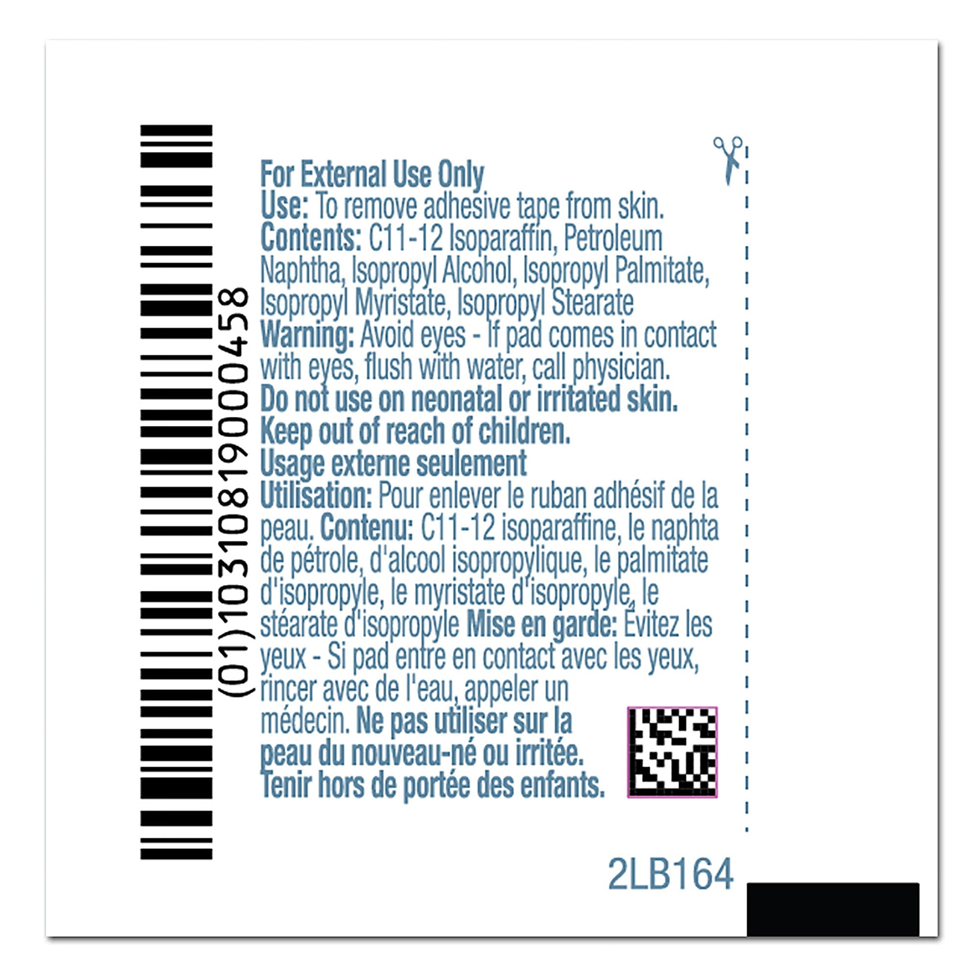 PDI Adhesive Remover Wipes for Skin, individually wrapped 1.2 x 2.6 in, 100 Wipes, 10 Packs, 1000 Total