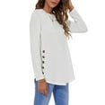 thumbnail image 1 of Guardurnaity Camiseta de Mujer Color Sólido Botón Casual Top Cuello Manga Larga Otoño Blusa Sudadera, Negro, S Prendas para la parte del cuerpo Blanco METRO Guardurnaity AP003892-17, 1 of 6