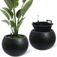 thumbnail image 1 of Macetas Autorriego – Set de 2 Altas 22" – Interior y Exterior – Drenaje y Medidor de Agua – Salón, Terraza, Jardín u Oficina – Fondo Negro con Puntos Blancos, 1 of 8