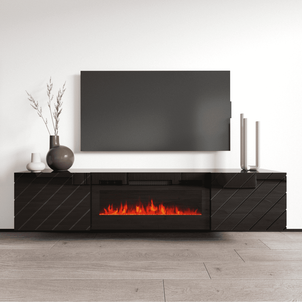 Luxe BLEF Floating Fireplace TV Stand for TVs up to 80", Modern High