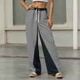 thumbnail image 2 of Women'S Patchwork Graphic Pant Colorblock High Waisted Straight Leg Boho Pants Navy S, 2 of 5