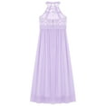 thumbnail image 4 of iEFiEL Flower Girls Dress Halter Lace Sleeveless Princess Maxi Dress Backless Ruched Birthday Party Dress Proms Ball Gown Lavender 8, 4 of 5