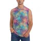 thumbnail image 1 of Fotbe blue pink colorful cracked texture Men's Camiseta sin Mangas Estampada para Hombres, Playera Casual para Gimnasio, Entrenamiento, Playa-Small, 1 of 7