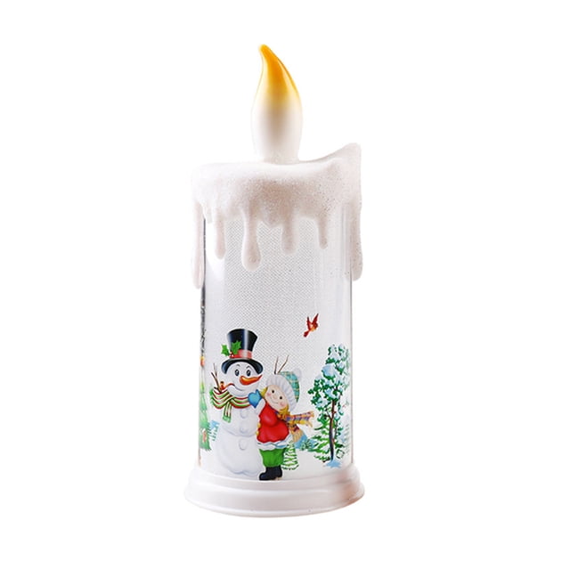 CEHVOM Christmas Decoration Candle Light LED Simulation Flame Candle Santa Claus Snowman Decoration Night Light
