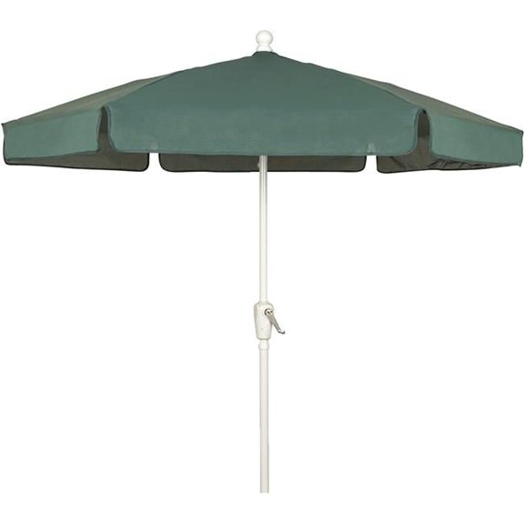 7.5 ft. 6 Rib Crank White Hex Garden Umbrella with Forest Green Vinyl Coated Weave Canopy
