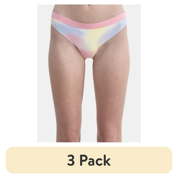 (3 pack) No Boundaries Micro Thong Panty, Women’s and Women’s Plus, Sizes S-XXXL