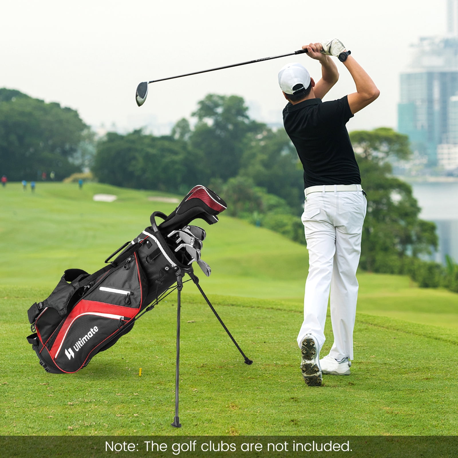 Topbuy 14-Way Top Divider Golf Bag with Stand Lightweight Golf Stand Bag with Dual Shoulder Straps Red