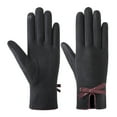 thumbnail image 1 of Womens Warm Gloves Outdoor Riding Driving Cute Bow Plus Fleece Touched Screen NonSlip Gloves Unisex, 1 of 4