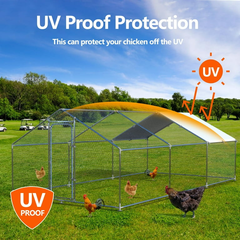 Aixvx Large Metal Chicken Coop, Walk-in Poultry Cage with