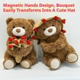 thumbnail image 4 of Teddy Bear with Rose Bouquet, 2026 New Cute Plush Teddy with Magnetic Hands Hugging Roses - Bouquet Turns into a Hat, Romantic Gift for Valentine's Day Wedding, 4 of 7