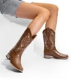 thumbnail image 3 of DREAM PAIRS Women's Cowboy Boots Mid Calf Cowgirl Boots Embroidery Stitched Square Toe Western Boots Wide Width, 3 of 4