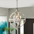 thumbnail image 5 of Y-Decor 4 Light Candle Style Globe Chandelier in  withered white wood finish, 5 of 5