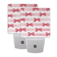 thumbnail image 7 of Horizontal Pink Stripes Bows Watercolor LED Night Light Sensor Lamp Plug-in Adjustable Brightness 2 Pack, 7 of 7