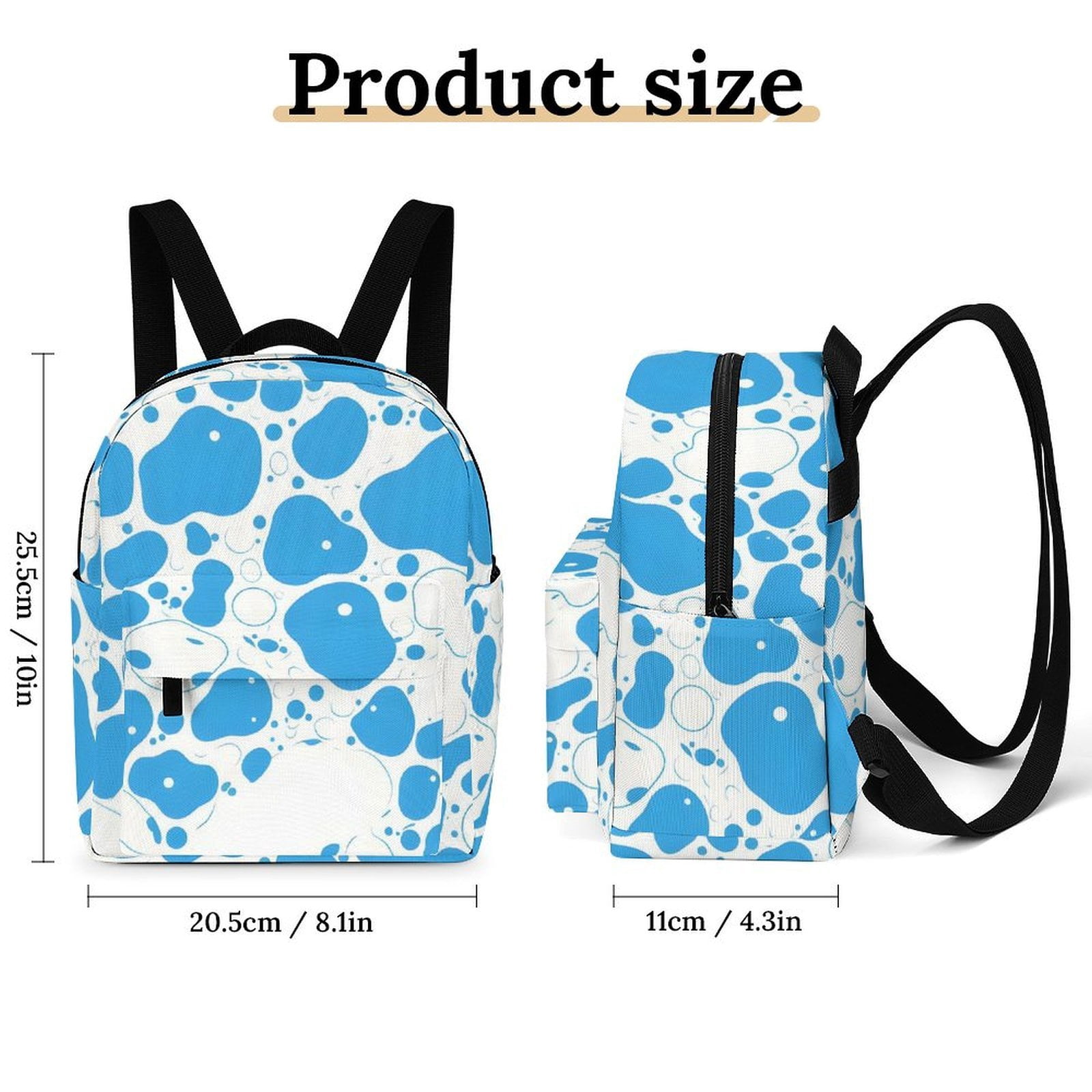 8.1×10in Casual Women'S Backpack With Anti-Contraction And Stretch For Sports Activities Travel Picnics Milk Cow Skin Print Style PowDerBlue_3
