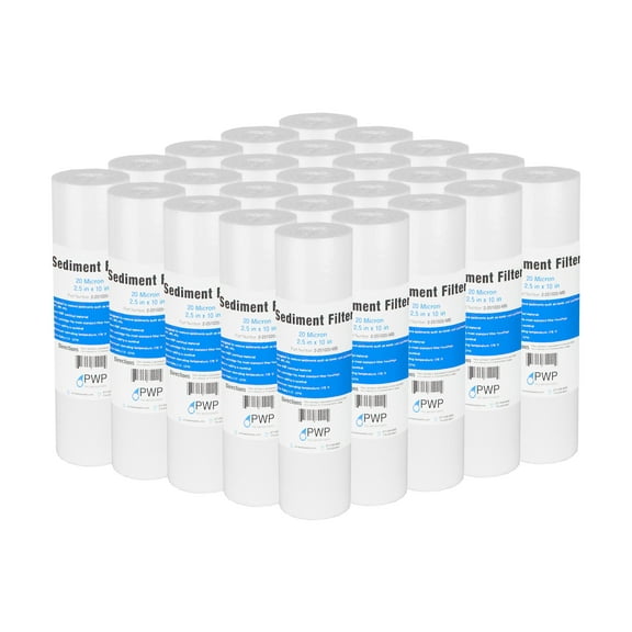 Sediment Melt Blown Water Filter Cartridge Standard 2.5x10" 20 Micron 25 Pack