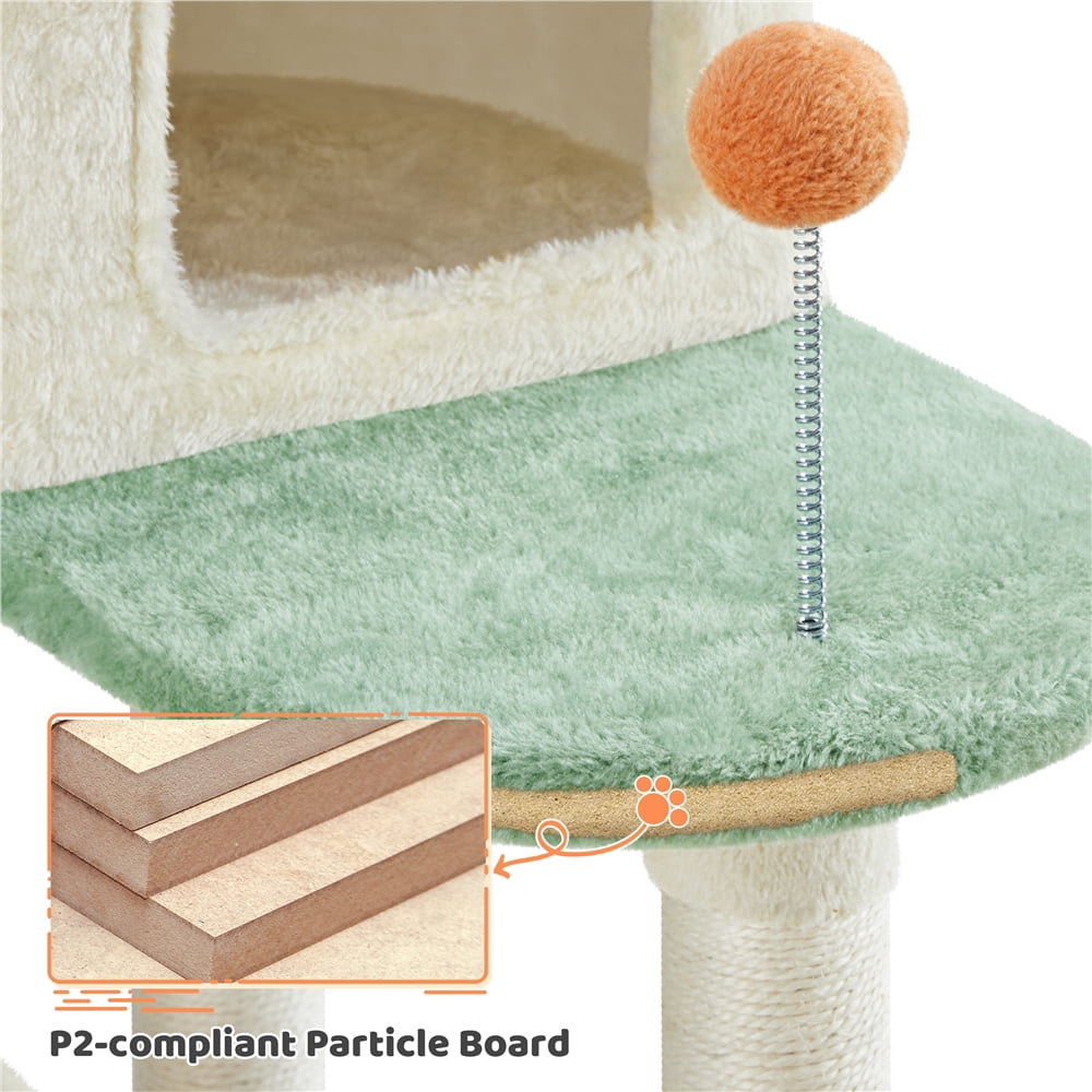 Yaheetech 58'' H Cat Tree Paw-Shaped Play Tower with Platform, Condo, Scratching Posts, Beige