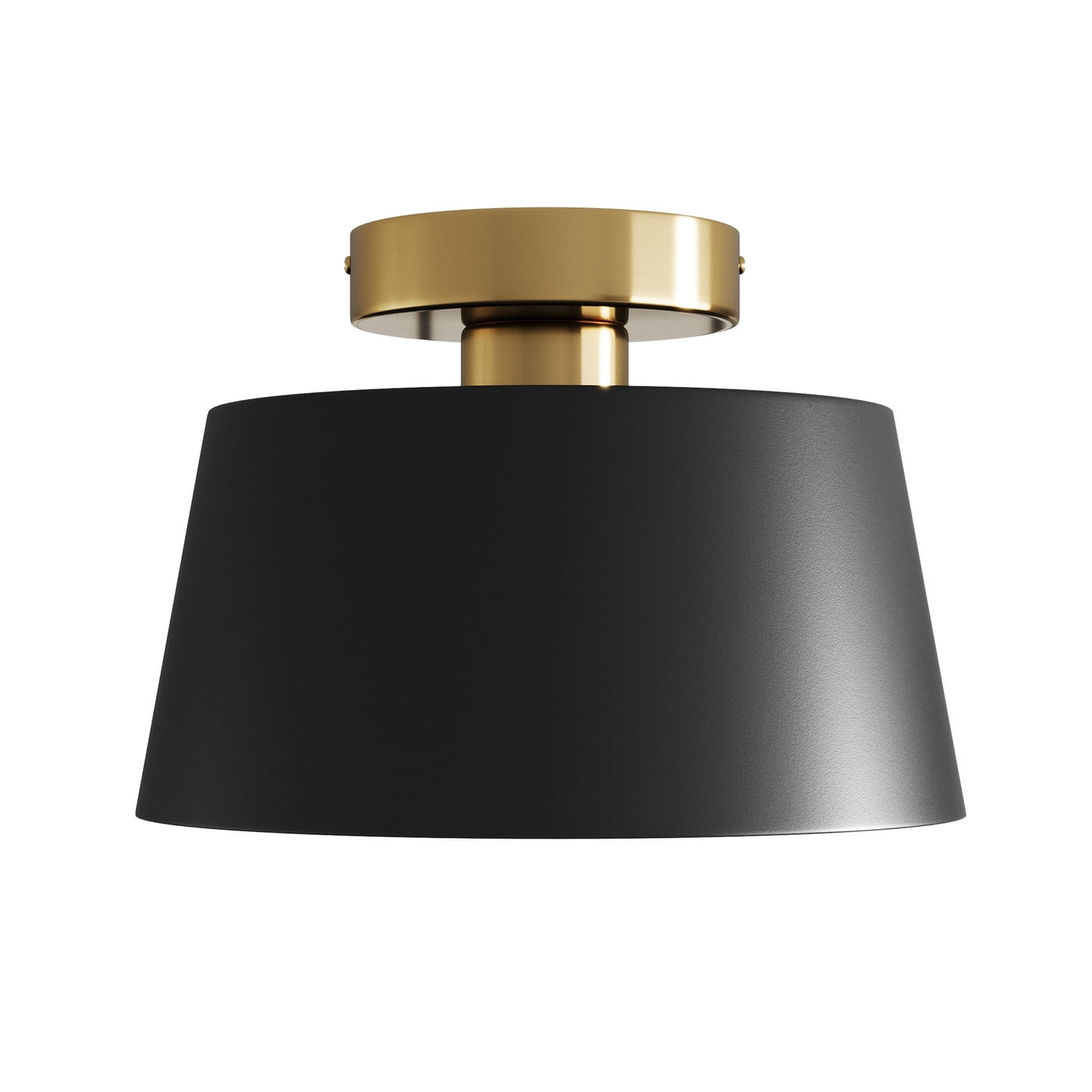 Aiwen Semi Flush Mount Ceiling Light Fixture Drum Light With Black Metal Shade Modern Lighting For Bedroom Hallway Living Room