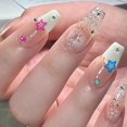 Long Fake Nails French Press on Silver Nails Ballerina Tips Full Cover