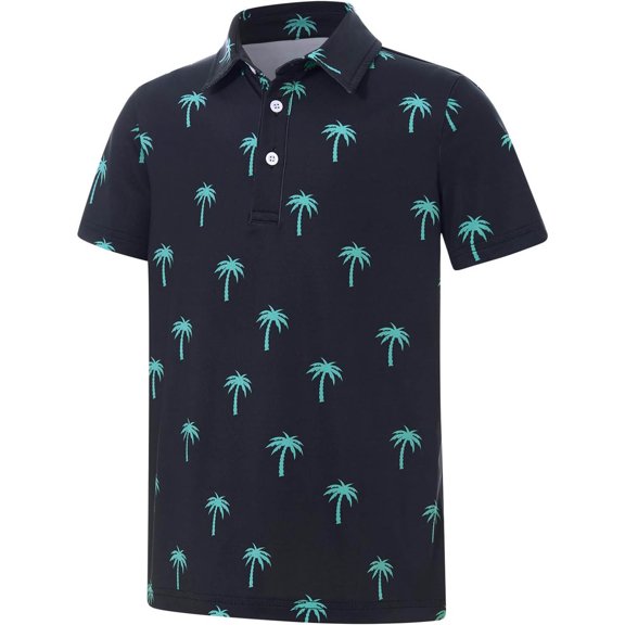 Bainana Boys Short Sleeve Shirts Tree Print Breathable Button Tops Big Kids Summer Shirts