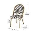 thumbnail image 3 of Christopher Knight Home Louna Outdoor French Bistro Chair (Set of 4) by  Blue + White + Bamboo Print Finish, 3 of 5