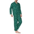 thumbnail image 2 of Fuzoiu Christmas Snowflakes Print Men's Long-Sleeved Pajama,Lounge Button Down Nightwear,Mens Notch Collar Pajama Set -Small, 2 of 7