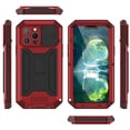 thumbnail image 4 of iPhone 13 Pro Max Case 6.7" with Screen Protector, TECHCIRCLE Heavy Duty Military Metal Hybrid Rugged Kickstand Water-Resistant Shockproof Full Protective Cover with Slide Camera Protector, Red, 4 of 8
