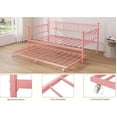 thumbnail image 6 of EastVita Twin Daybed with Trundle - Day Bed with Charging Station and LED Lights - Metal Sofa Bed Frame for Living Room Bedroom Apartment Small Spaces - Pink, 6 of 7