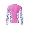 thumbnail image 2 of inlzdz Kids Girls Long Sleeve Zipper Swim Shirt UPF 50+ UV Sun Protection Rash Guard Beach Swimwear Pink 8, 2 of 5