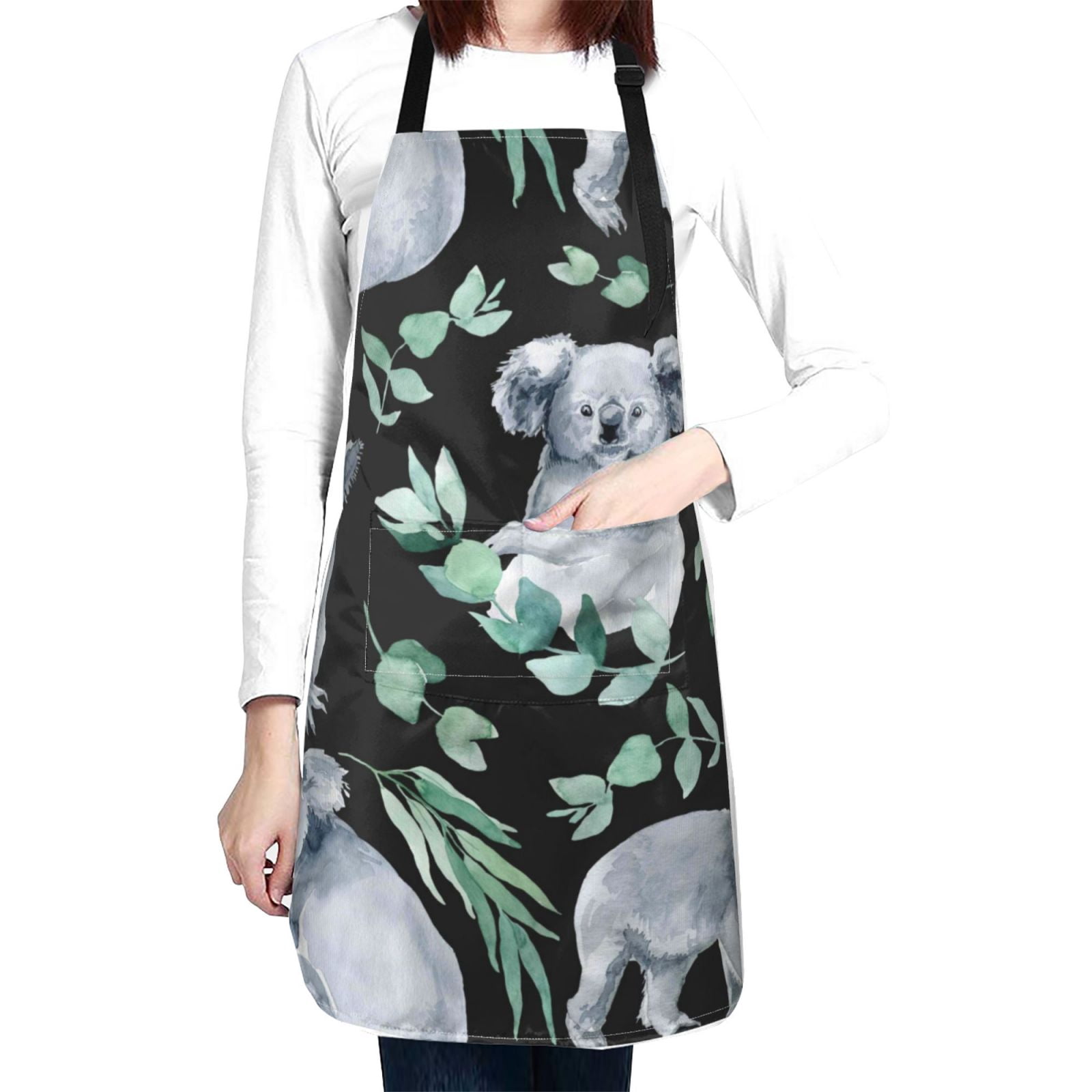 Kdxio Cartoon Koala Bear Apron with Pockets Adjustable Kitchen Aprons for Men Women Waterproof Aprons for Cooking,Drawing,Crafting, Baking Household Cleaning