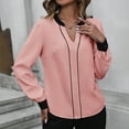 thumbnail image 5 of Scyoekwg Blouses for Women Casual V-Neck Elegant Shirts Solid Color Long Sleeve T Shirts Fall Tops Trendy Loose Lightweight Pullover (Pink,XXL), 5 of 8