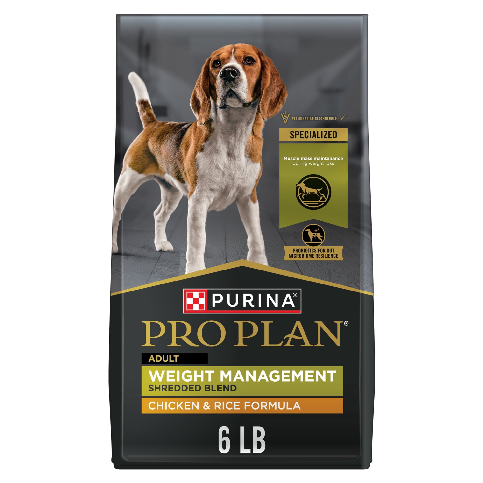 Purina Pro Plan Weight Management Dry Dog Food, Shredded Chicken and Rice, High-Protein Kibble with Probiotics