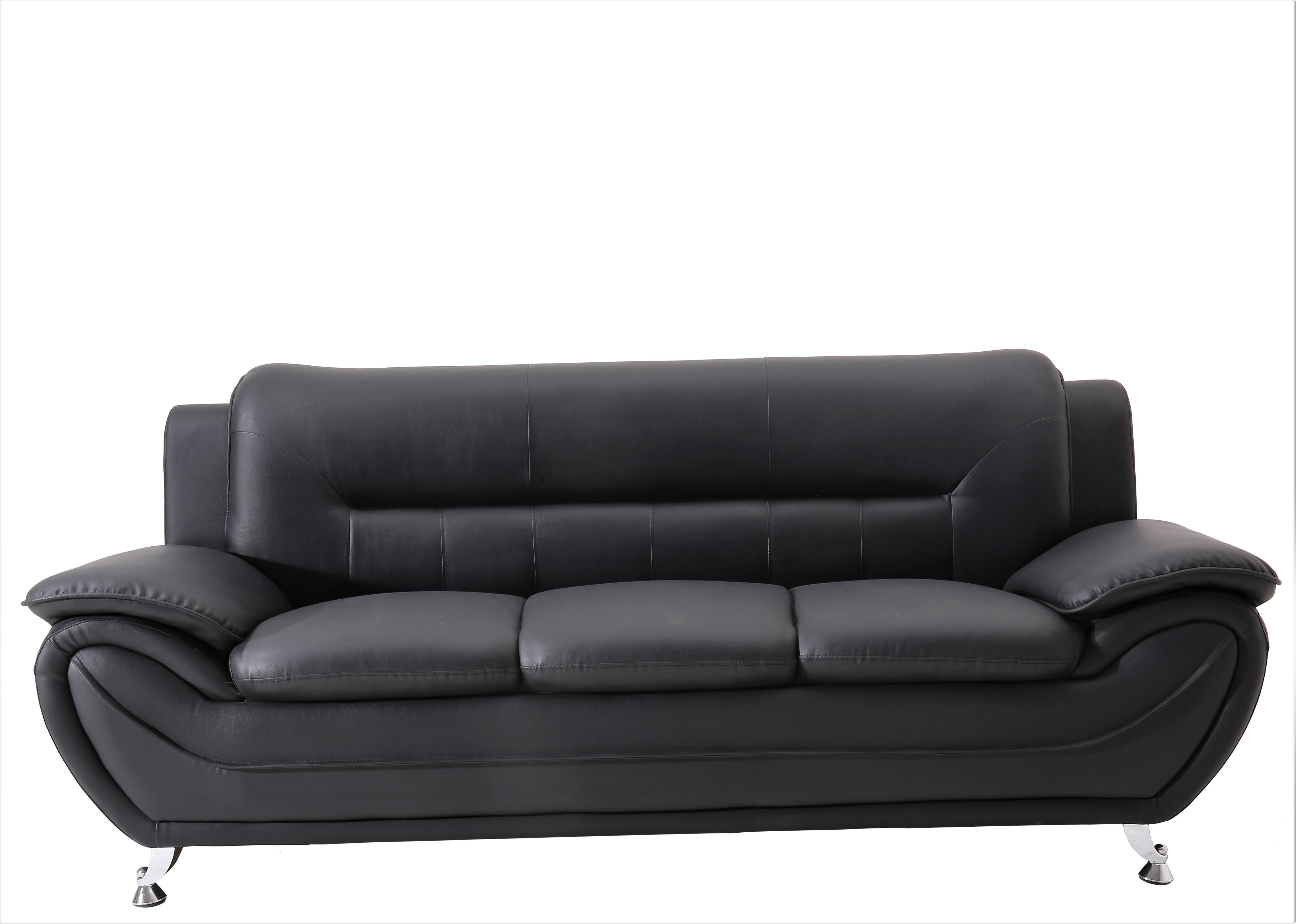 Uspridefurniture Sanuel Faux Leather 2Pcs Living Room Sets,Black