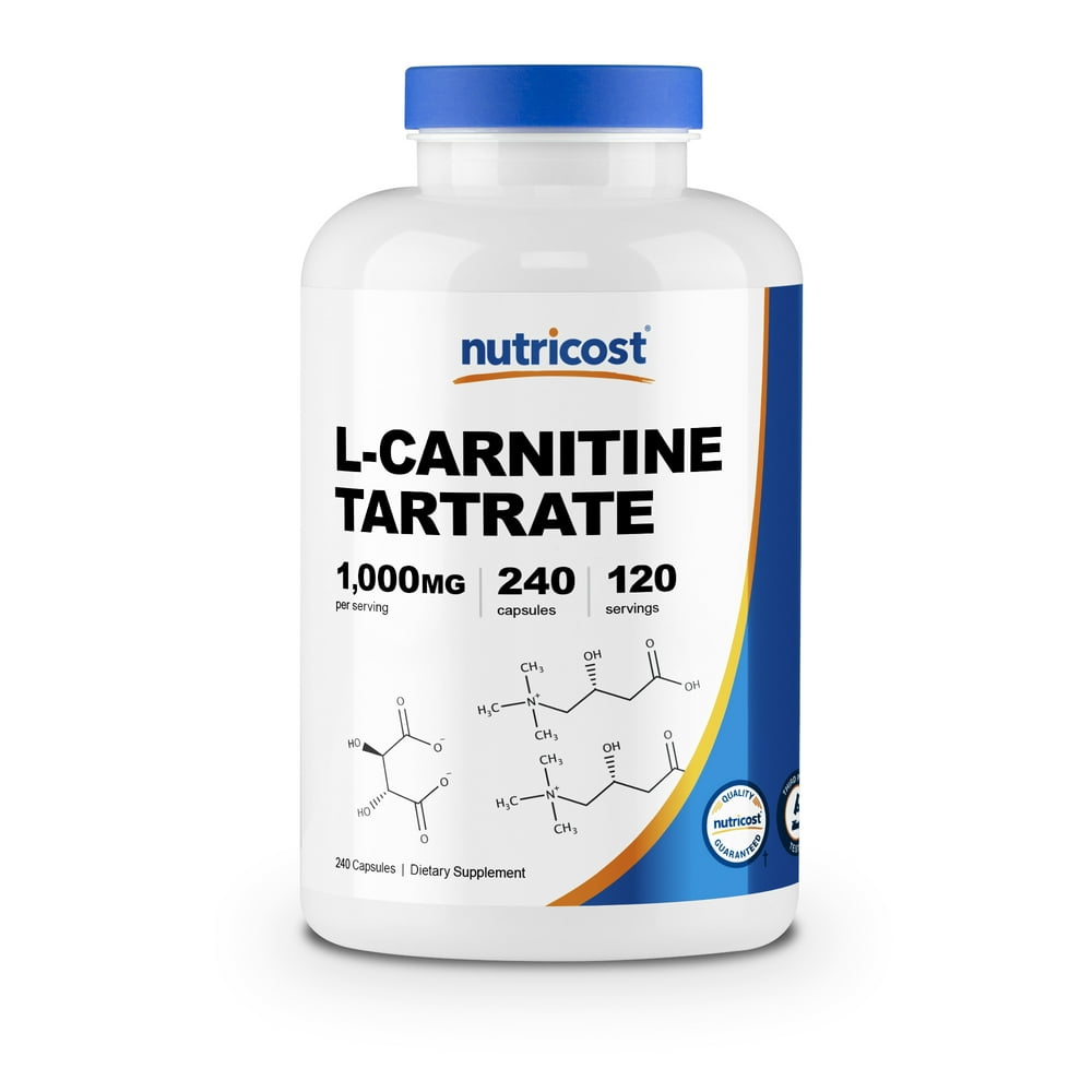 Nutricost LCarnitine Tartrate 500mg, 240 Capsules 1000mg per Serving