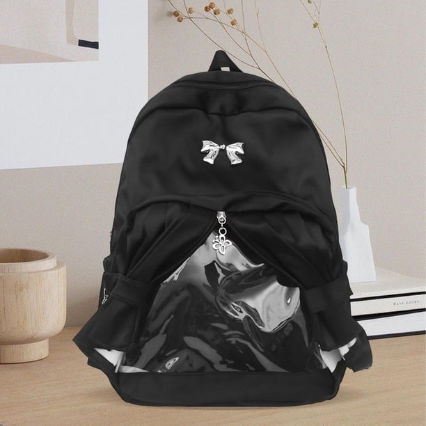 Mochila de moda con cremalleras suaves, mochila para el día a día, para mochileros, regalos de cumpleaños y compras Negro