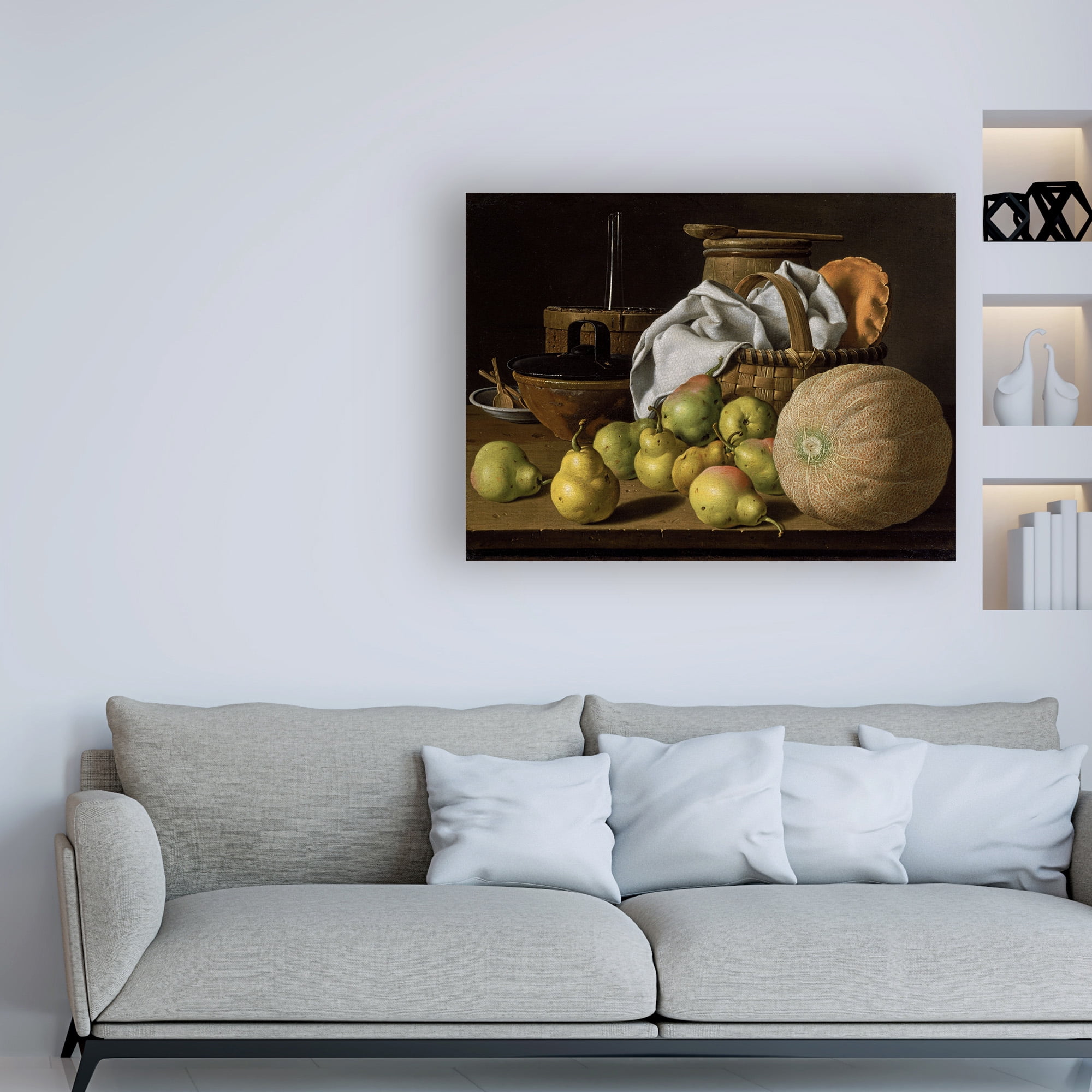 Luis Melendez 'Still Life with Melon and Pears' Canvas Art