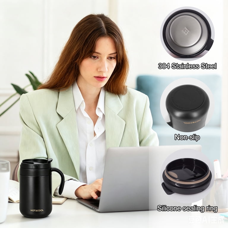 Double-Wall Insulated Travel Mug with Handle, 16.9oz photo 8